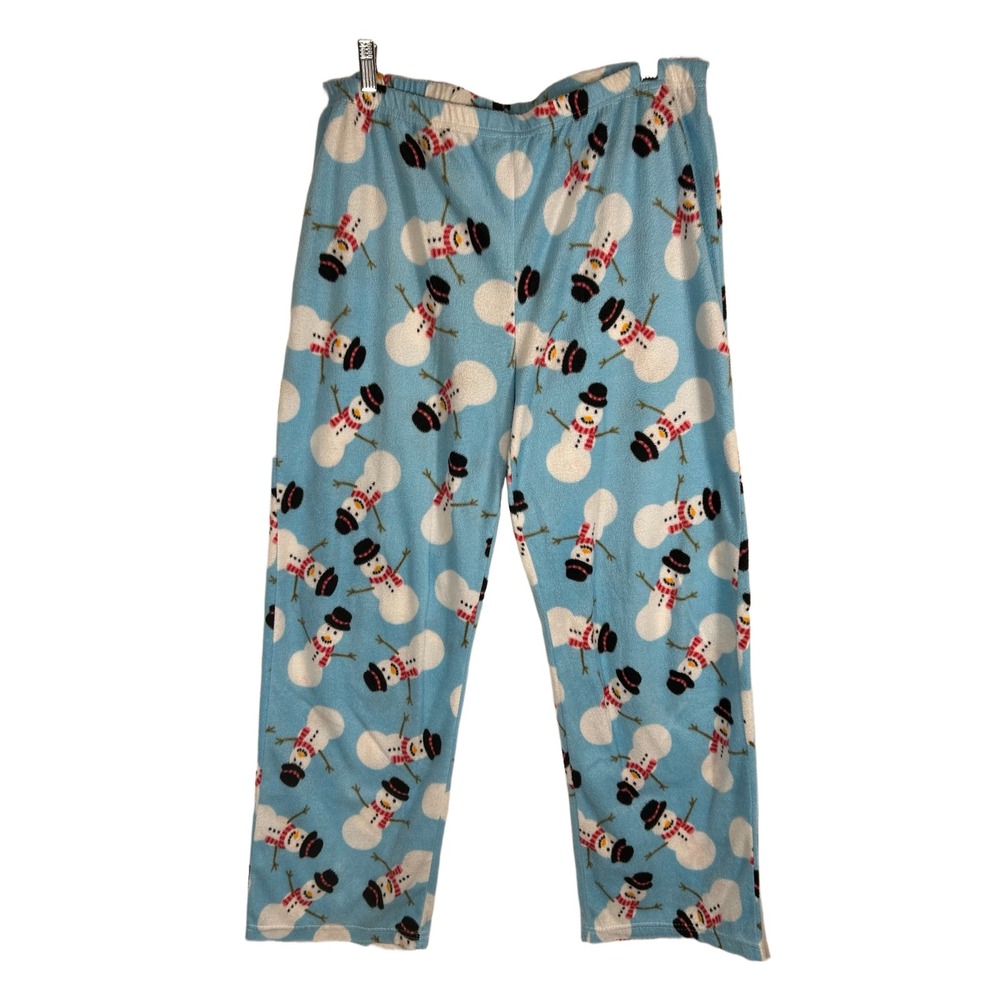 Just Love Womens XL Blue Fleece Snowman Pajama Pants Christmas Lounge 6734-10331